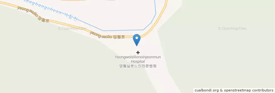 Mapa de ubicacion de 영월실로노인전문병원 en كوريا الجنوبية, 강원도, 영월군.