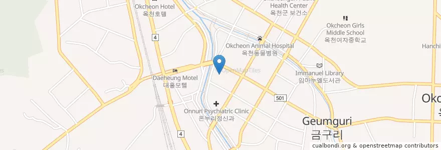 Mapa de ubicacion de 정철종한의원 en Zuid-Korea, Chungcheongbuk-Do, 옥천군.