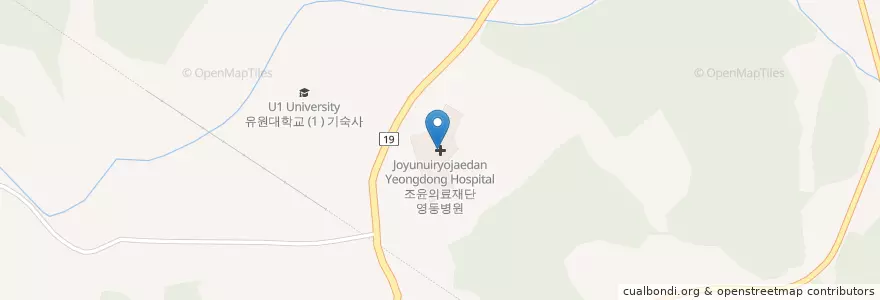 Mapa de ubicacion de 조윤의료재단 영동병원 en Zuid-Korea, Chungcheongbuk-Do, 영동군.