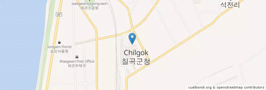 Mapa de ubicacion de 왜관병원 en Güney Kore, 경상북도, 칠곡군.