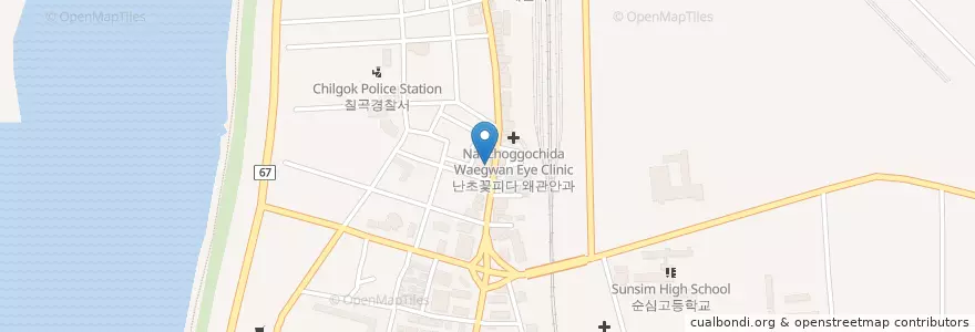 Mapa de ubicacion de 우리삼성안과의원 en 대한민국, 경상북도, 칠곡군.