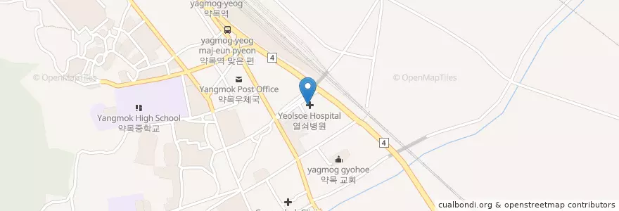 Mapa de ubicacion de 열쇠병원 en Corea Del Sur, Gyeongsang Del Norte, 칠곡군.