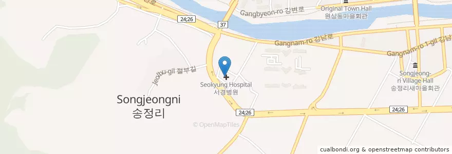 Mapa de ubicacion de 서경병원 en Zuid-Korea, Gyeongsangnam-Do, 거창군.
