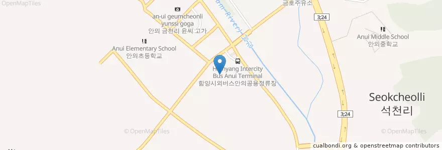 Mapa de ubicacion de 고려동물병원 en 대한민국, 경상남도, 함양군.