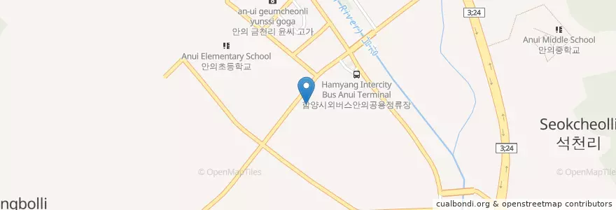 Mapa de ubicacion de 이수의과가축병원 en كوريا الجنوبية, 경상남도, 함양군.