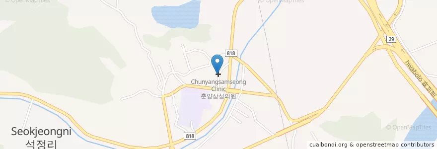Mapa de ubicacion de 춘양삼성의원 en کره جنوبی, جئولانام-دو, 화순군.