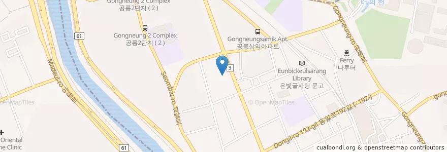Mapa de ubicacion de 하니사우나 en Güney Kore, Seul, 노원구, 공릉1동.