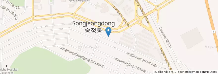 Mapa de ubicacion de 궁전사우나 en 대한민국, 경상북도, 구미시.