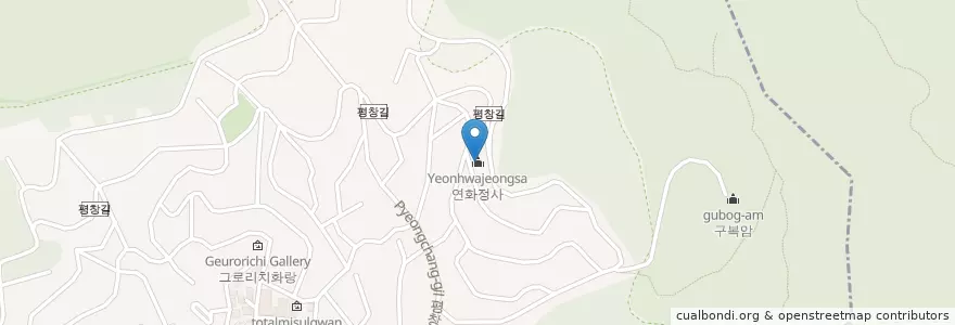 Mapa de ubicacion de 연화정사 en Coreia Do Sul, Seul, 종로구, 평창동.