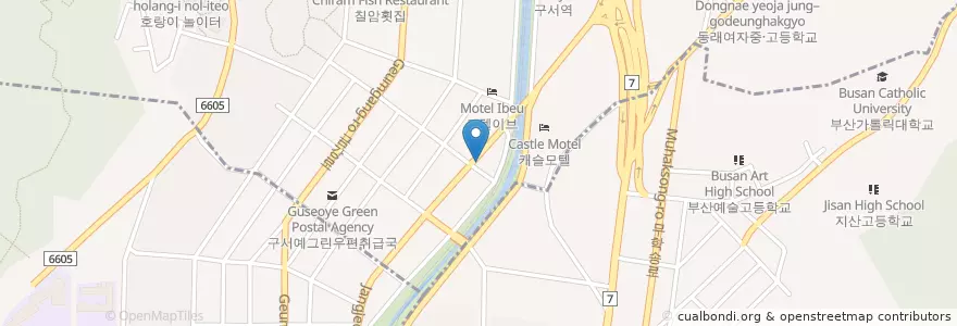 Mapa de ubicacion de 정은사 en Республика Корея, Пусан, 금정구, 구서동.