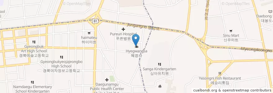 Mapa de ubicacion de 혜광사 en Güney Kore, Daegu, 남구.