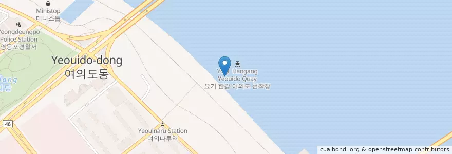 Mapa de ubicacion de 요기 한강 여의도 선착장 en Республика Корея, Сеул, 영등포구, 여의동.