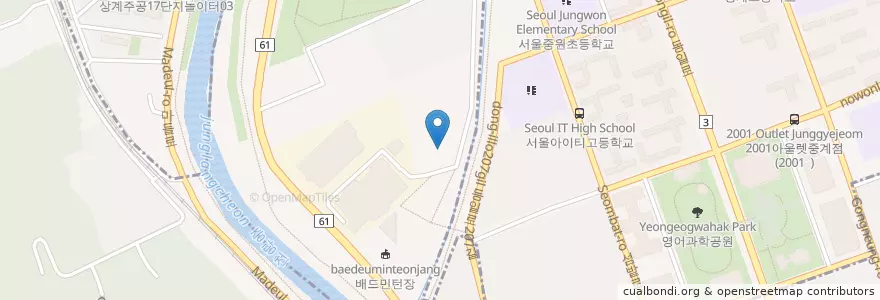 Mapa de ubicacion de 중계동성당 en Güney Kore, Seul, 노원구, 상계6·7동.