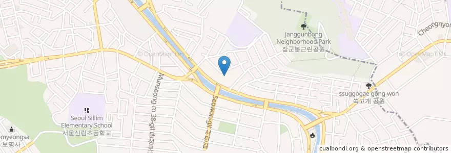 Mapa de ubicacion de 신림동성당 en 대한민국, 서울, 관악구.