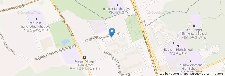 Mapa de ubicacion de 신정3동성당 en Республика Корея, Сеул, 양천구, 신정3동.