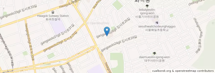 Mapa de ubicacion de 화곡본동성당 en Südkorea, Seoul, 강서구, 화곡본동.