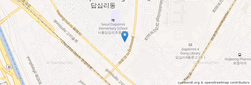 Mapa de ubicacion de 천주교답십리성당 en Zuid-Korea, Seoel, 동대문구, 답십리1동.