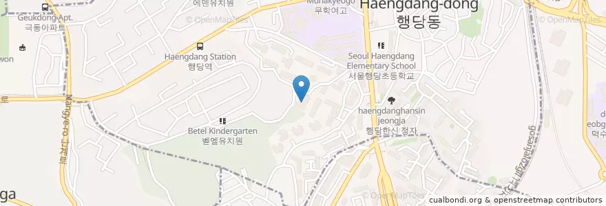 Mapa de ubicacion de 천주교행당동성당 en 대한민국, 서울, 성동구, 행당2동.
