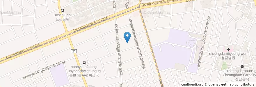 Mapa de ubicacion de 천주교논현2동성당 en 大韓民国, ソウル, 江南区, 論峴洞, 論峴2洞.