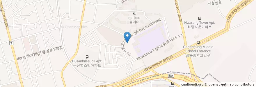 Mapa de ubicacion de 천주교서울대교구유지재단태릉성당 en 대한민국, 서울, 노원구, 공릉2동.