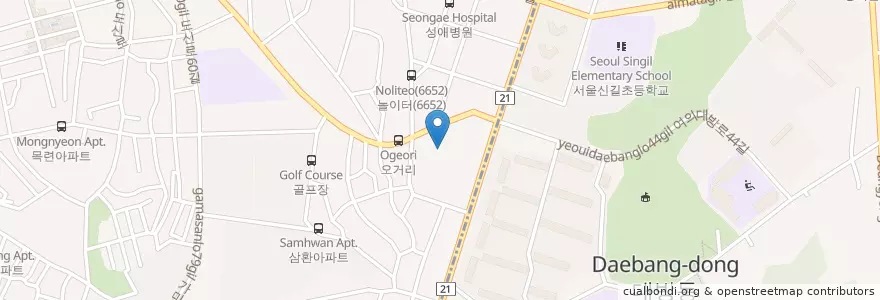 Mapa de ubicacion de 공군중앙성당 en كوريا الجنوبية, سول, 영등포구, 동작구, 신길7동.