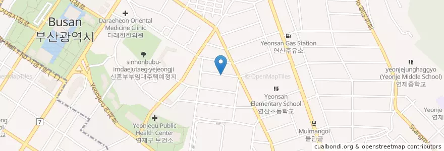 Mapa de ubicacion de 연산성당 en Coreia Do Sul, Busan, 연제구, 연산동.