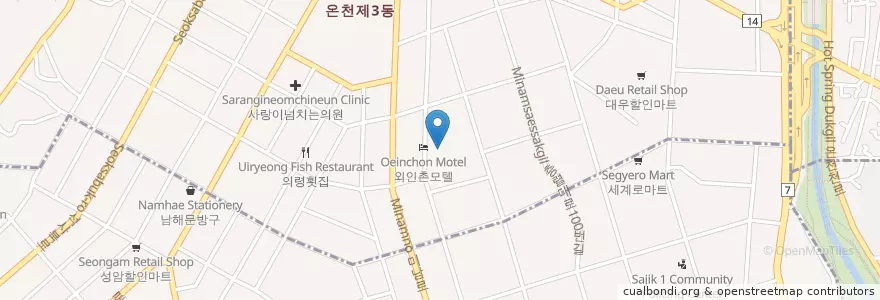 Mapa de ubicacion de 천주교부산교구사직성당 en Güney Kore, Busan, 동래구.