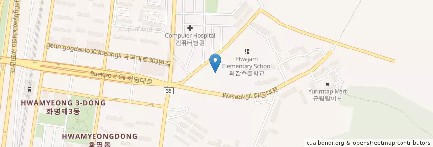Mapa de ubicacion de 천주교부산교구화명성당 en 대한민국, 부산, 북구, 화명동.