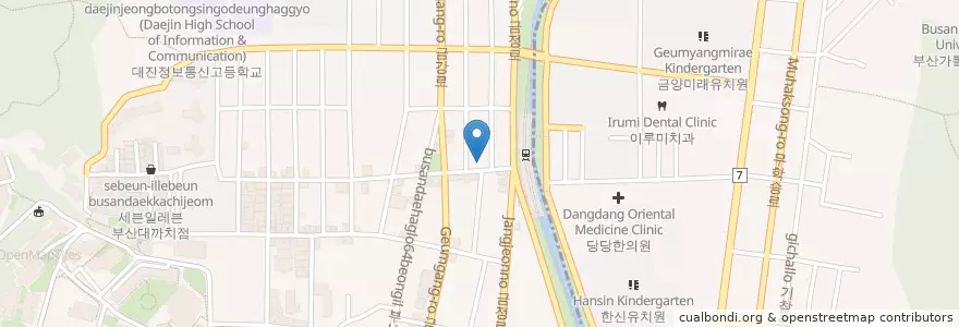 Mapa de ubicacion de 천주교부산교구금정성당 en كوريا الجنوبية, بسان, 금정구, 장전동.