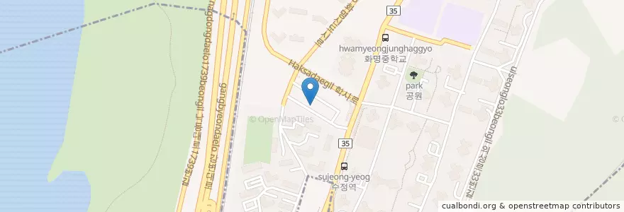 Mapa de ubicacion de 천주교부산교구수정마을성당 en کره جنوبی, بوسان, 북구, 덕천동, 화명동.