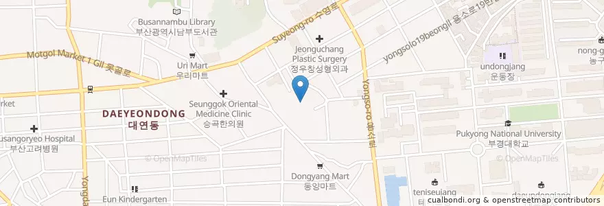 Mapa de ubicacion de Yujijaedanggochbawi Catholic Church en South Korea, Busan, Nam-Gu, Daeyeon-Dong.