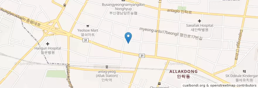 Mapa de ubicacion de 안락성당 en Südkorea, Busan, Dongnae-Gu, Allak-Dong.