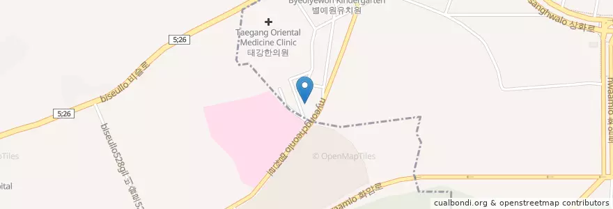 Mapa de ubicacion de 대곡성당 en Республика Корея, Тэгу, 달성군, 진천동, 화원읍.