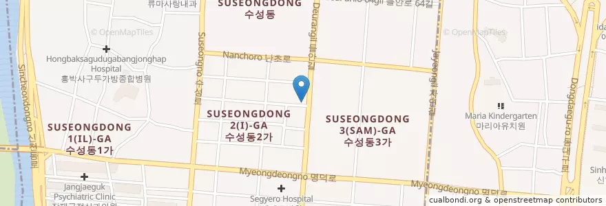 Mapa de ubicacion de 대성당 en Korea Selatan, Daegu, 수성구, 수성동.