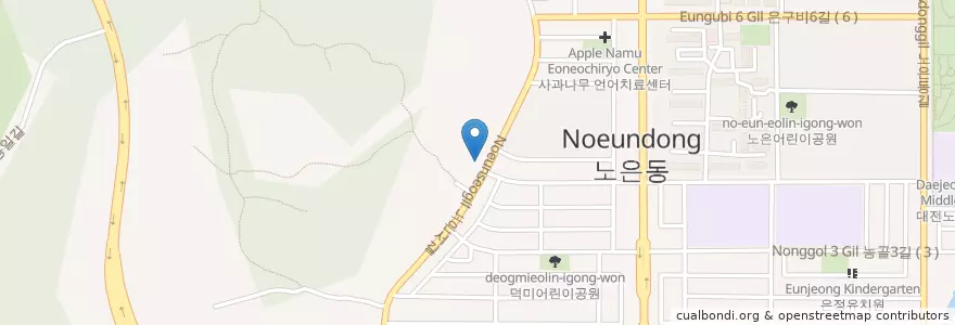 Mapa de ubicacion de 노은동성당 en 대한민국, 대전, 유성구, 노은동.