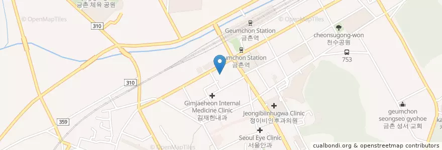 Mapa de ubicacion de 금촌성당 en Республика Корея, Кёнгидо, Пхаджу, 금촌1동.