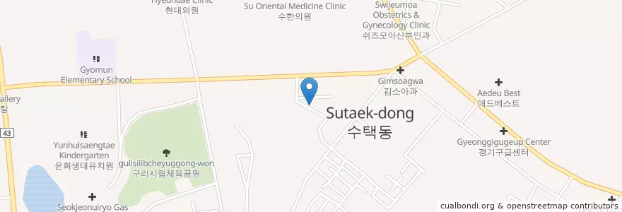 Mapa de ubicacion de 구리성당 en Coreia Do Sul, Gyeonggi, 구리시.