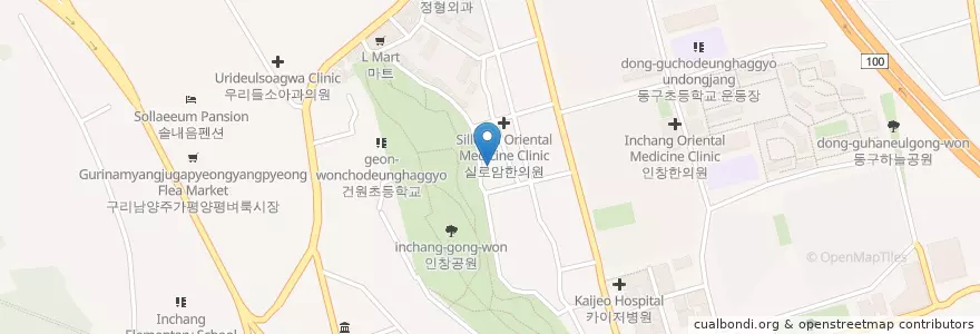 Mapa de ubicacion de 인창동성당 en 대한민국, 경기도, 구리시.