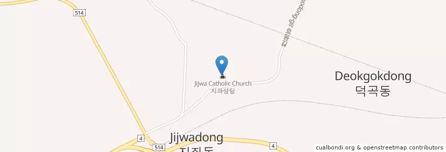Mapa de ubicacion de 지좌성당 en Korea Selatan, Gyeongsang Utara, 김천시.