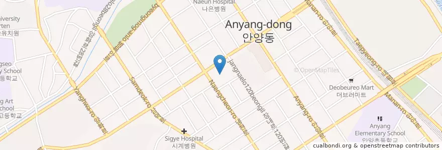 Mapa de ubicacion de 중앙성당 en Corea Del Sur, Gyeonggi, 안양시, 만안구.