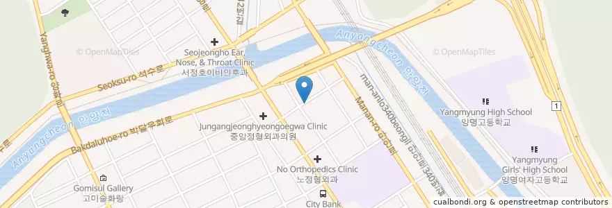 Mapa de ubicacion de 석수동성당 en کره جنوبی, گیونگی-دو, 안양시, 만안구.