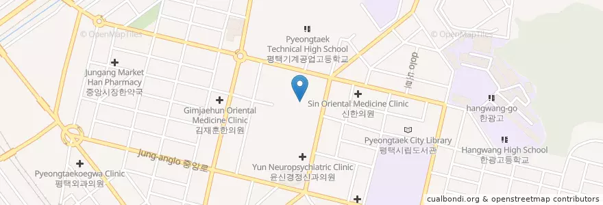 Mapa de ubicacion de 평택성당 en 대한민국, 경기도, 평택시.
