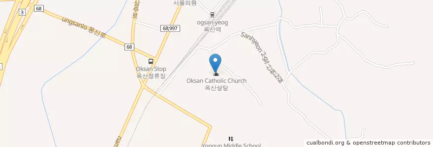 Mapa de ubicacion de 옥산성당 en Zuid-Korea, Gyeongsangbuk-Do, 상주시.