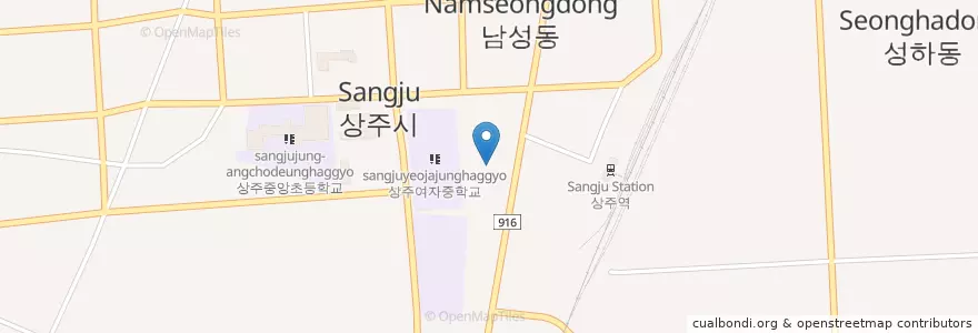 Mapa de ubicacion de 천주교남성동성당 en Coreia Do Sul, Gyeongsang Do Norte, 상주시.