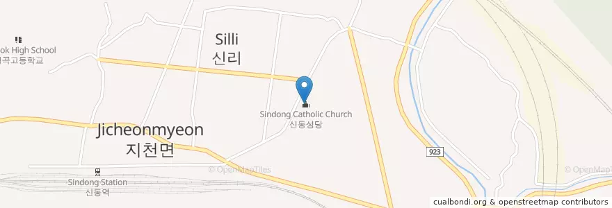 Mapa de ubicacion de 신동성당 en Südkorea, Gyeongsangbuk-Do, 칠곡군.