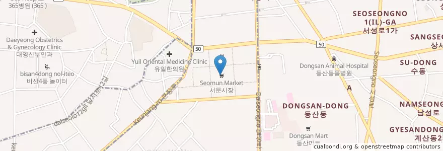 Mapa de ubicacion de Seomun Market en South Korea, Daegu, Jung-Gu, Daesin-Dong.