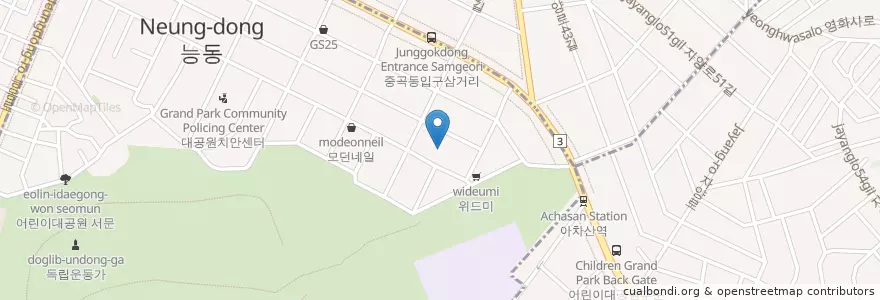 Mapa de ubicacion de 리틀엔젤스예술회관 en Республика Корея, Сеул, 광진구, 능동.