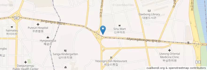 Mapa de ubicacion de 진각문화회관 en 대한민국, 대구, 남구, 이천동.