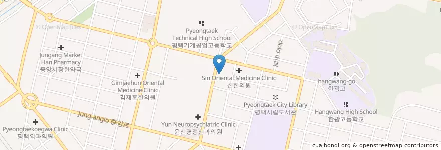 Mapa de ubicacion de 한국SGI평택문화회관 en کره جنوبی, گیونگی-دو, 평택시.