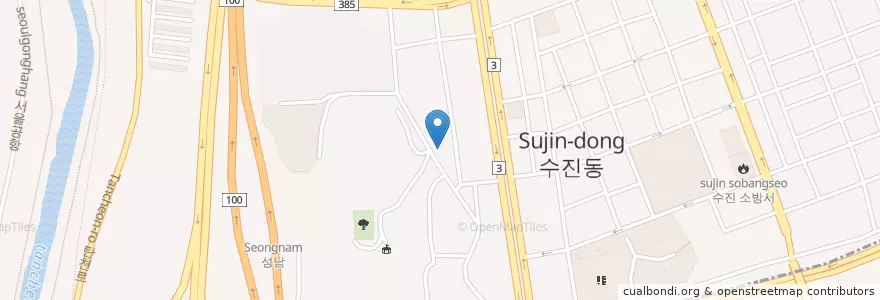Mapa de ubicacion de 한국SGI성남문화회관 en Республика Корея, Кёнгидо, 수정구.